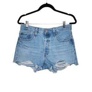 Levi's 501 Button Fly 100% Cotton Distressed Denim Shorts